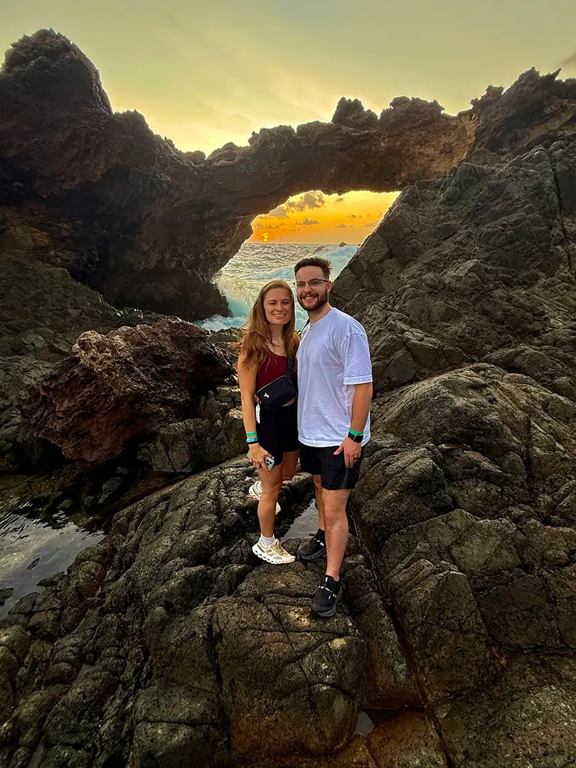 Couple at natural rock bridge